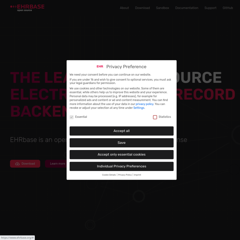 EHRbase site preview