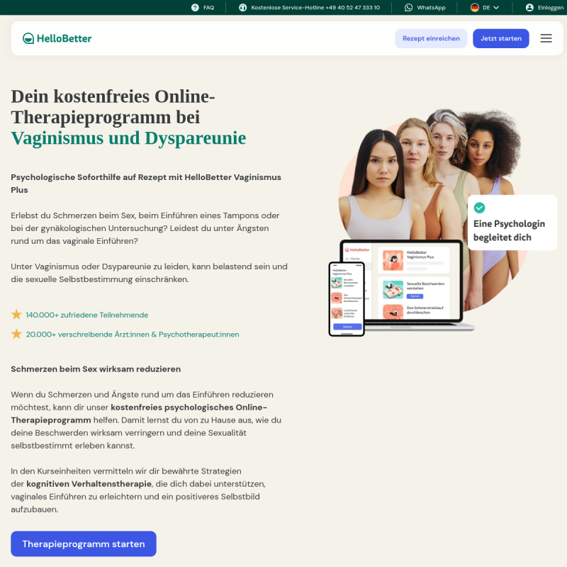 HelloBetter Vaginismus Plus site preview