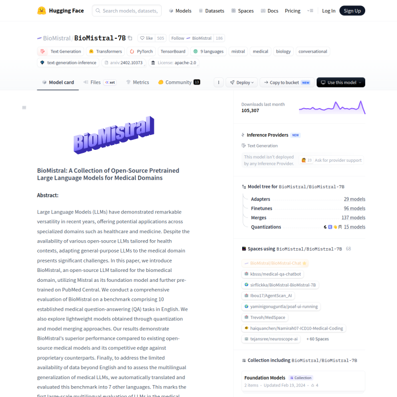 BioMistral 7B site preview