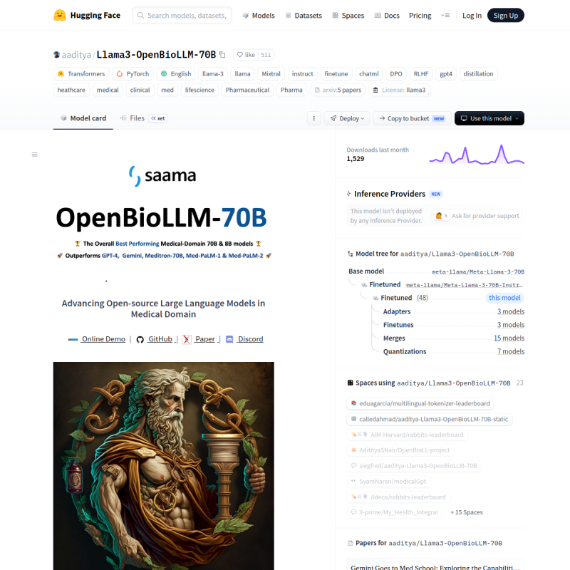 OpenBioLLM-70B site preview