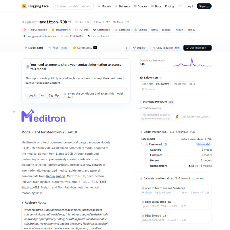Meditron-70B site preview