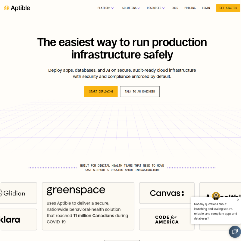 Aptible site preview