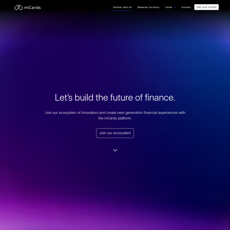 mCards website preview