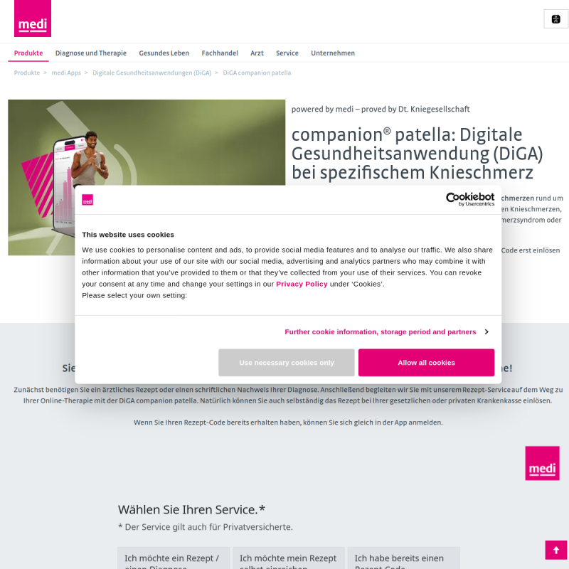companion patella powered by medi - proved by Dt. Kniegesellschaft site preview