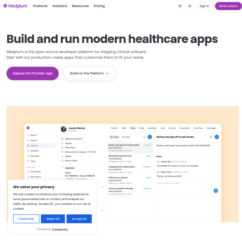 Medplum site preview