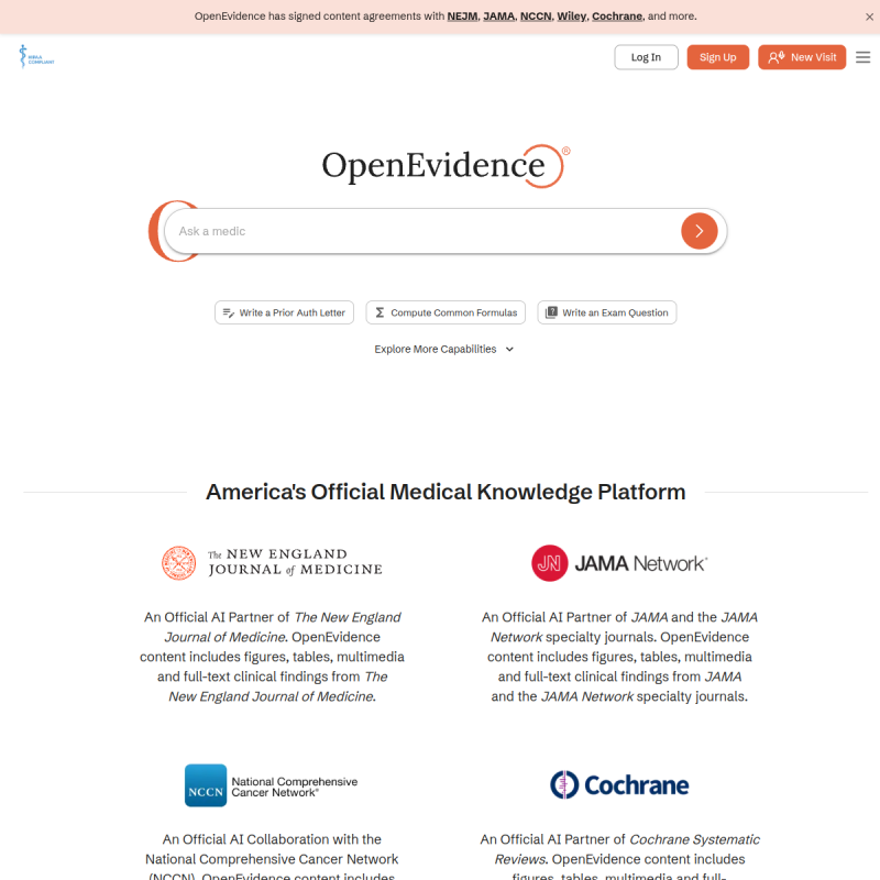 OpenEvidence site preview
