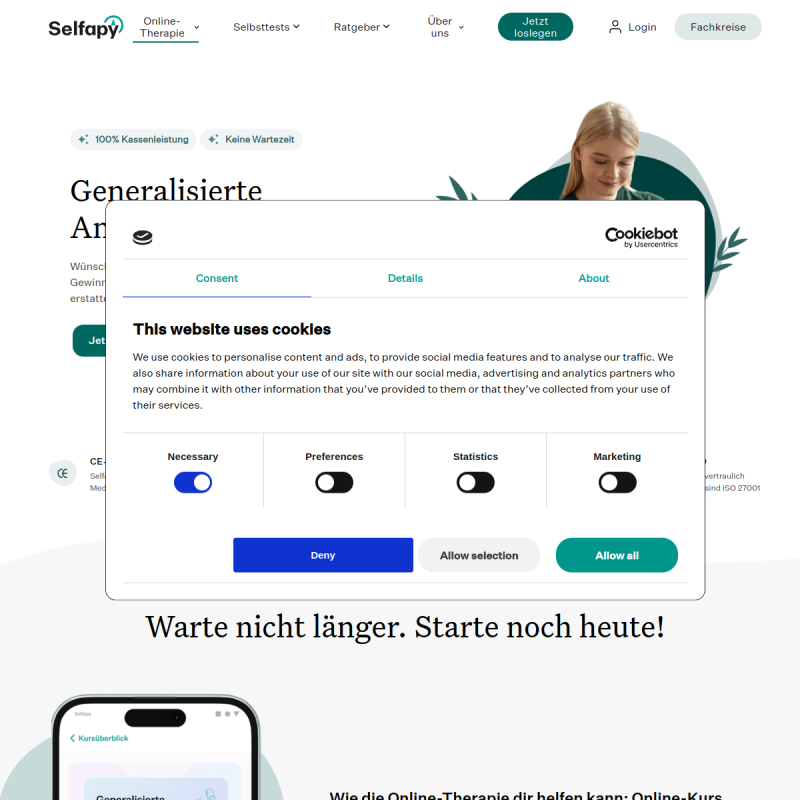 Selfapys Online-Kurs bei Generalisierter Angststörung site preview