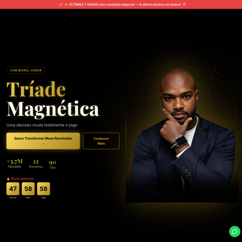 Página inicial do site Tríade Magnética