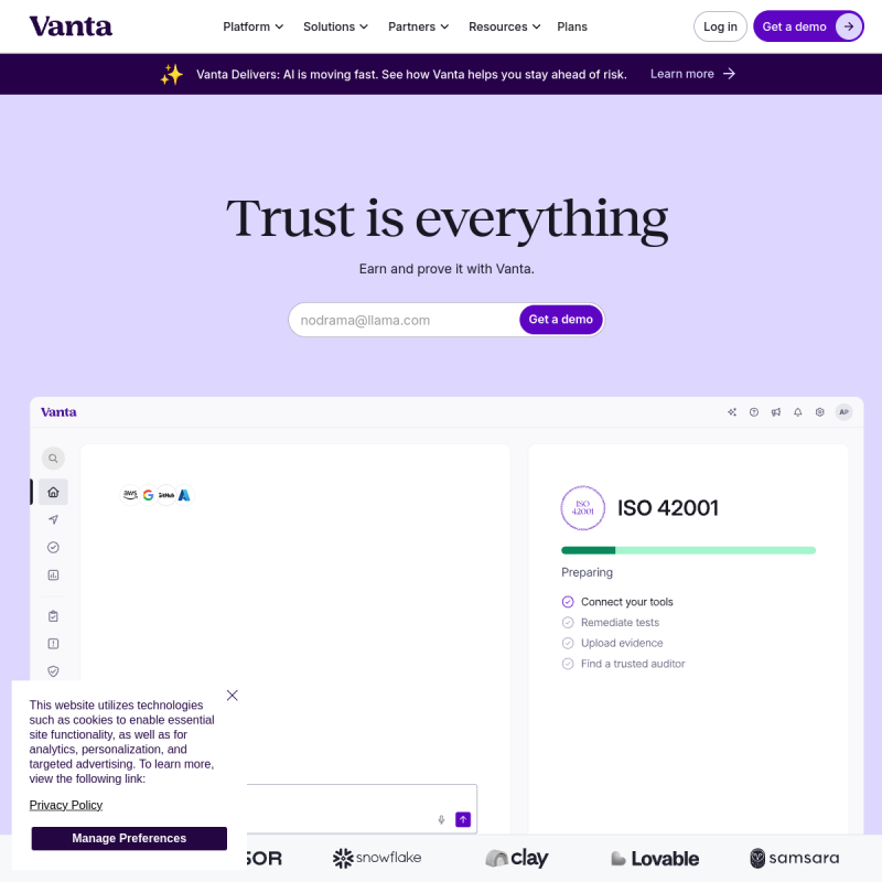 Vanta site preview