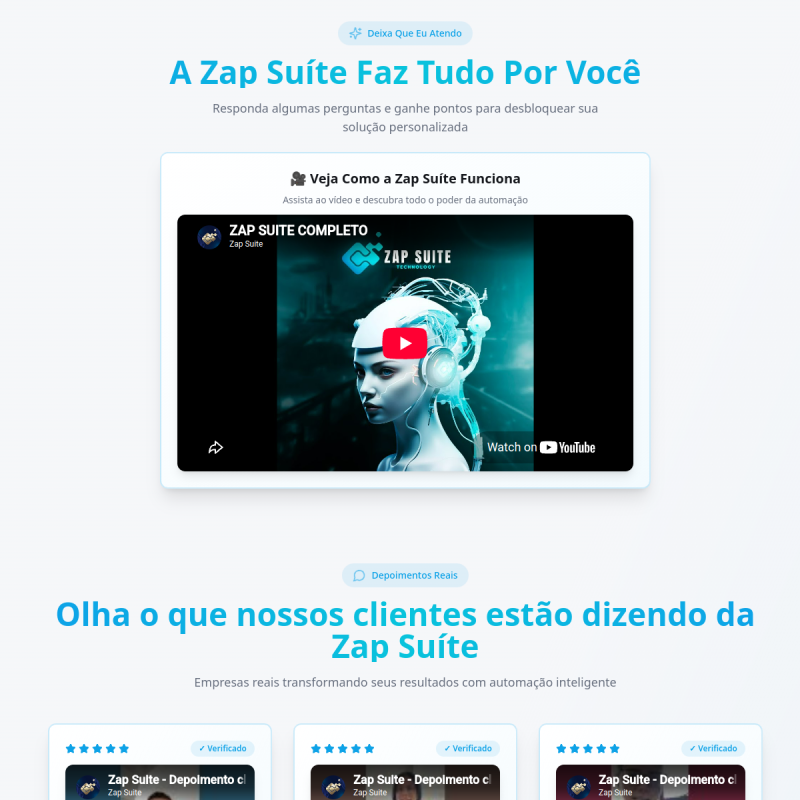 Página inicial do site ZapSuite Atende