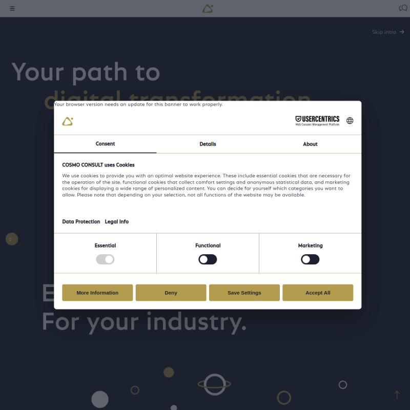 Screenshot der Homepage von COSMO CONSULT