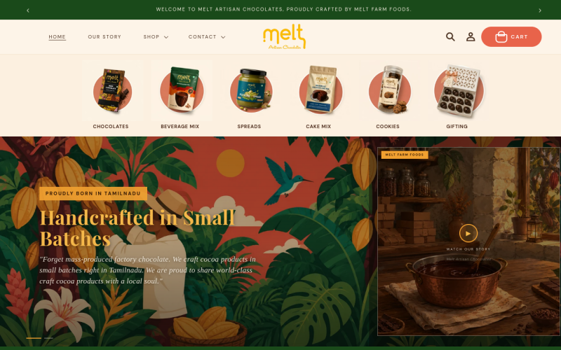Melt Farm Foods website screenshot