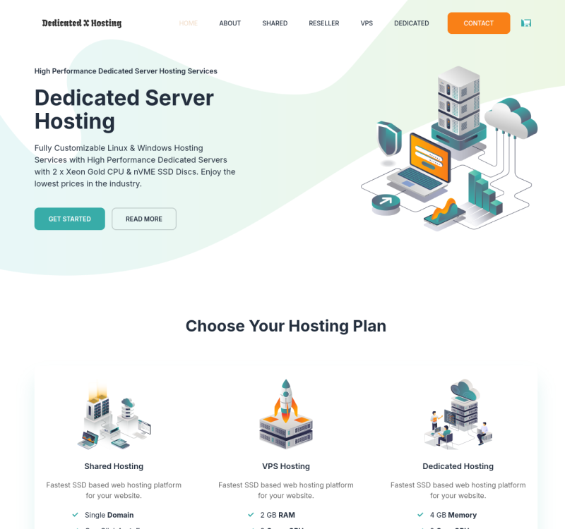 dedicatedhostingx.com screenshot