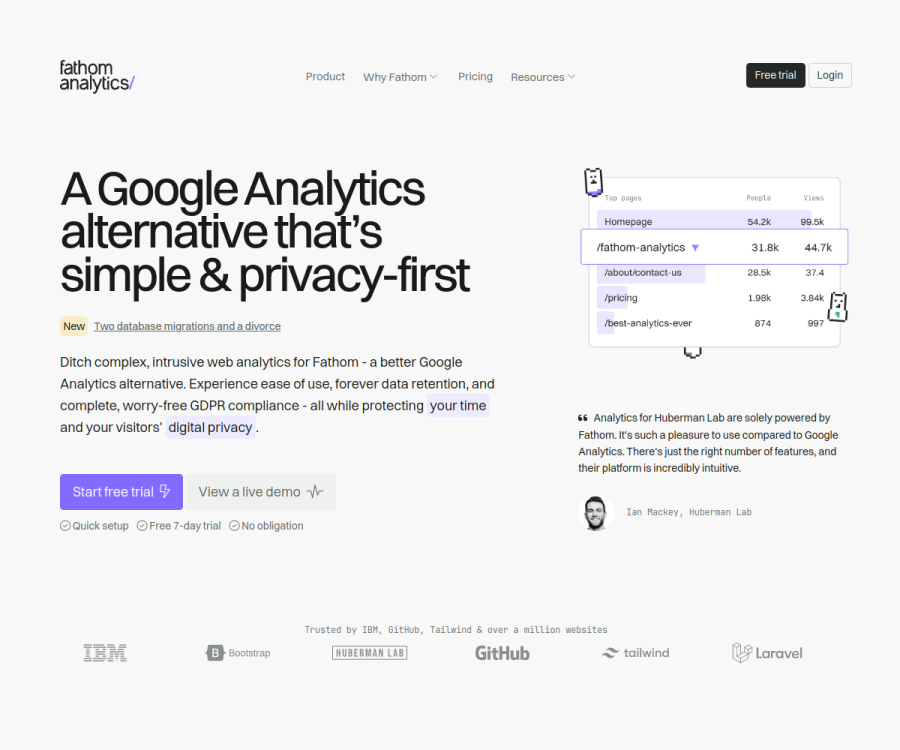 Fathom Analytics screenshot