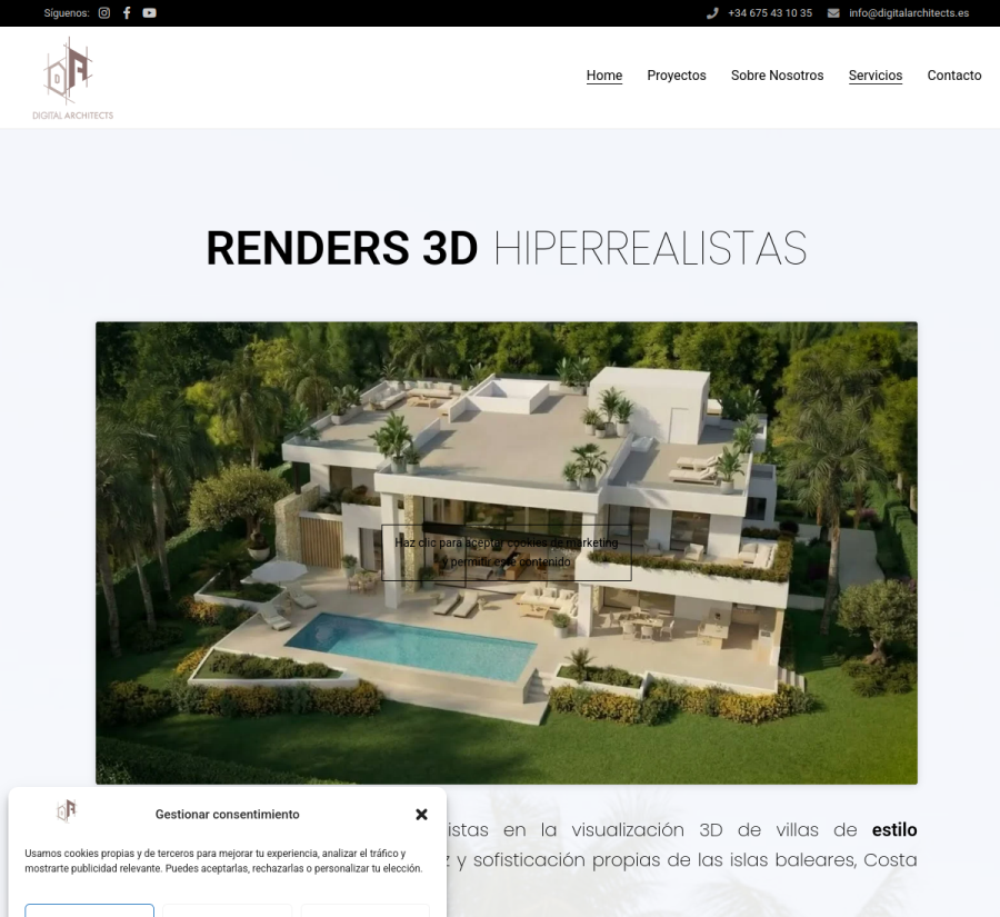 Web de Digital Architects, visualización arquitectónica 3D
