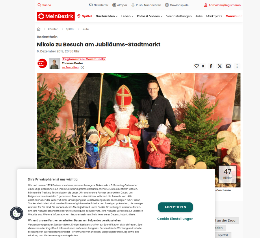 Vorschau des Artikels: Nikolo zu Besuch am Jubiläums-Stadtmarkt