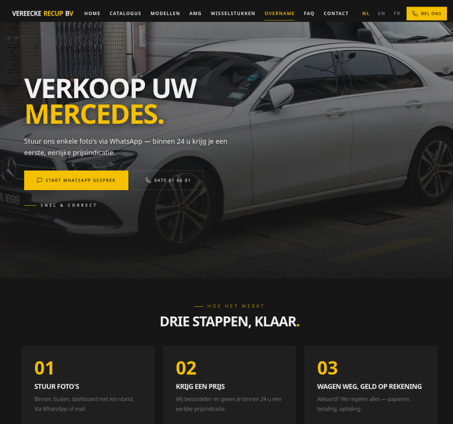 Screenshot van vereeckerecup.be/pages/overname