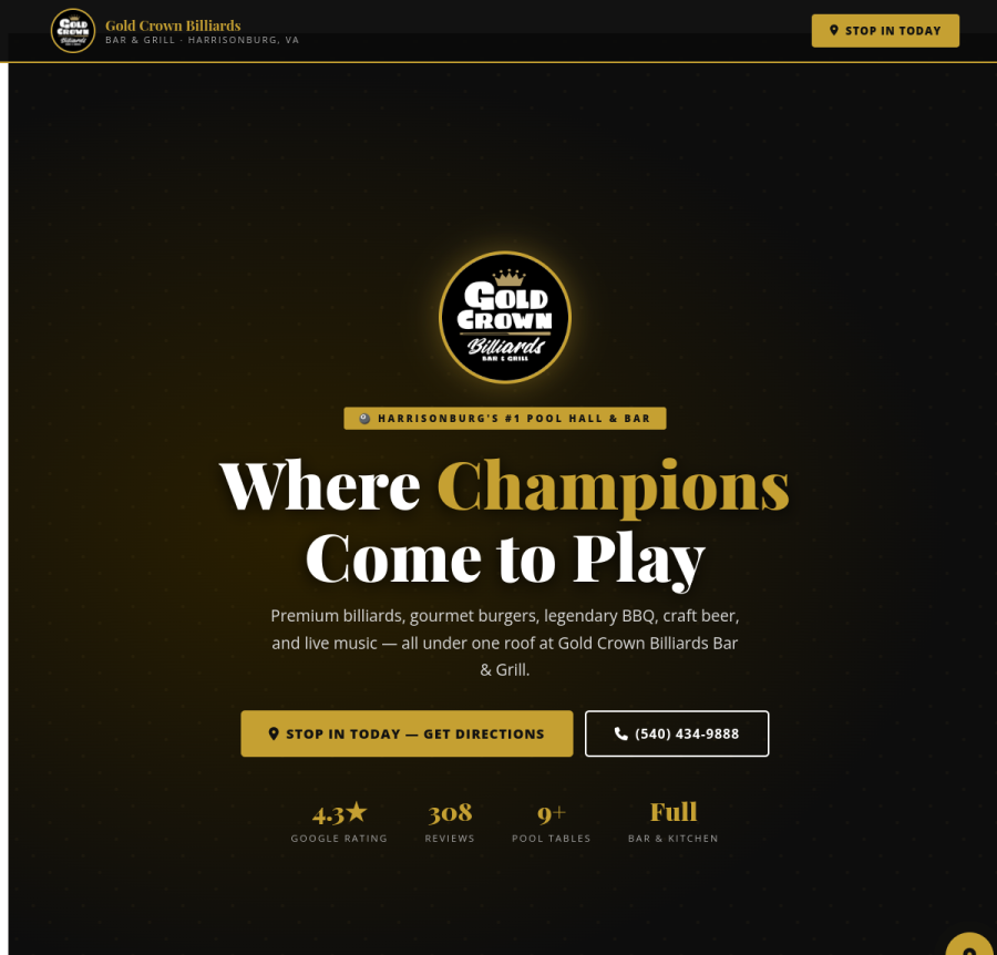 Custom billiards website
