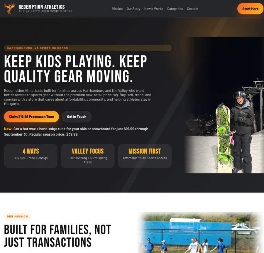 Custom athletics website