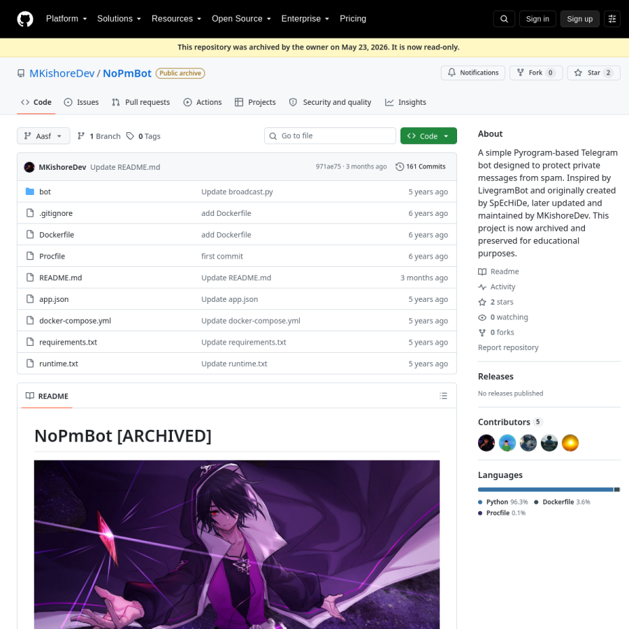 preview of NoPmBot – Anti-Spam PM Protector