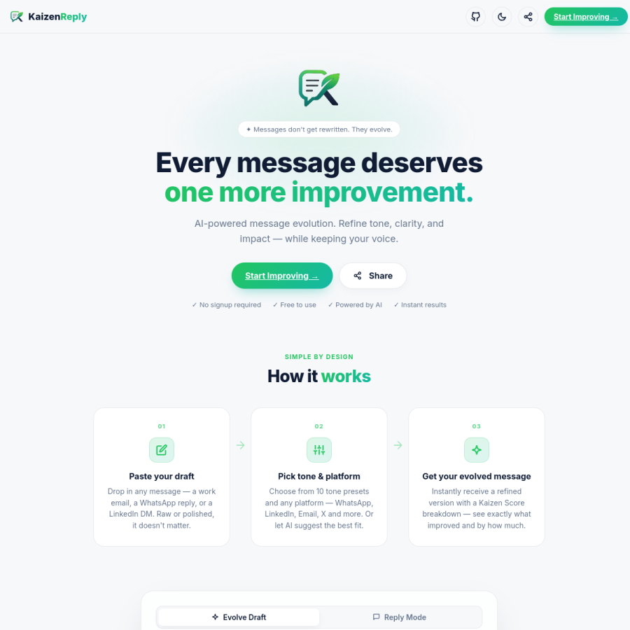 preview of KaizenReply – AI Message Improvement Assistant