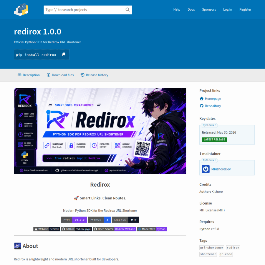 preview of Redirox Python SDK