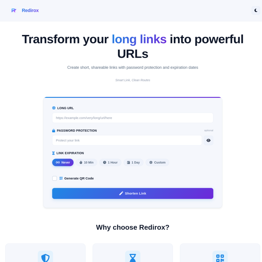 preview of Redirox – Open Source URL Shortener