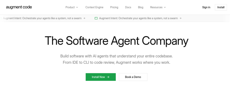 Augment Code website screenshot