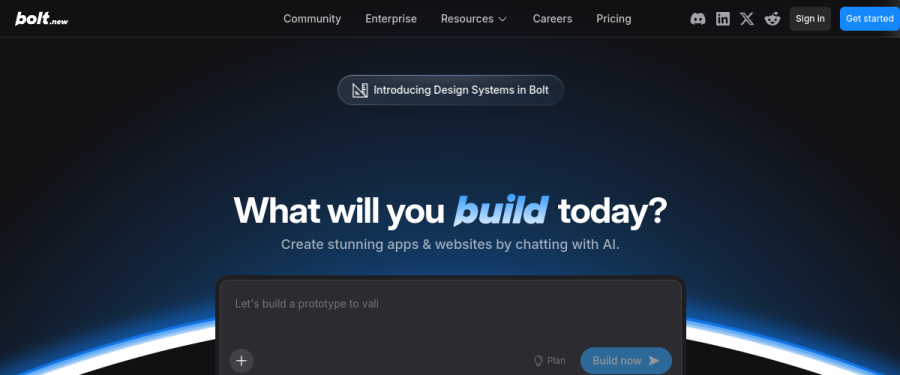 Bolt.new website screenshot