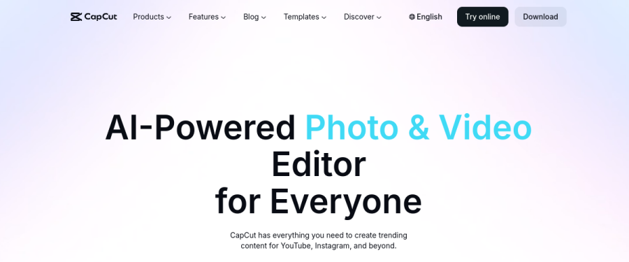 CapCut website screenshot