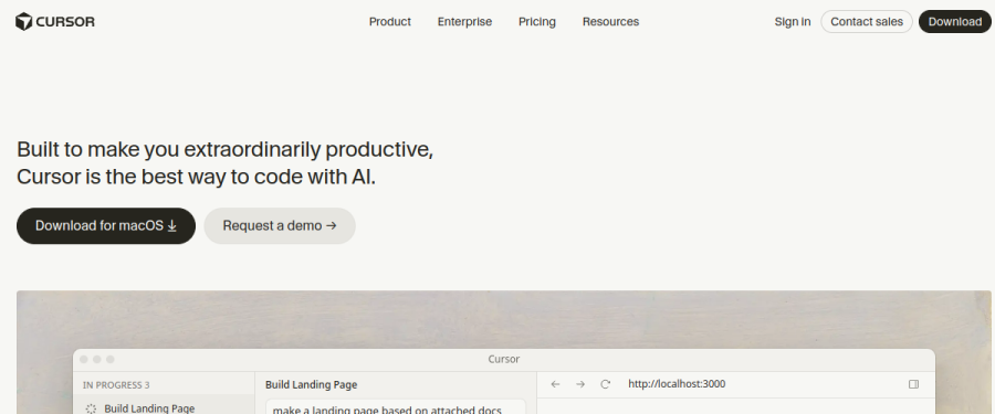 Cursor website screenshot
