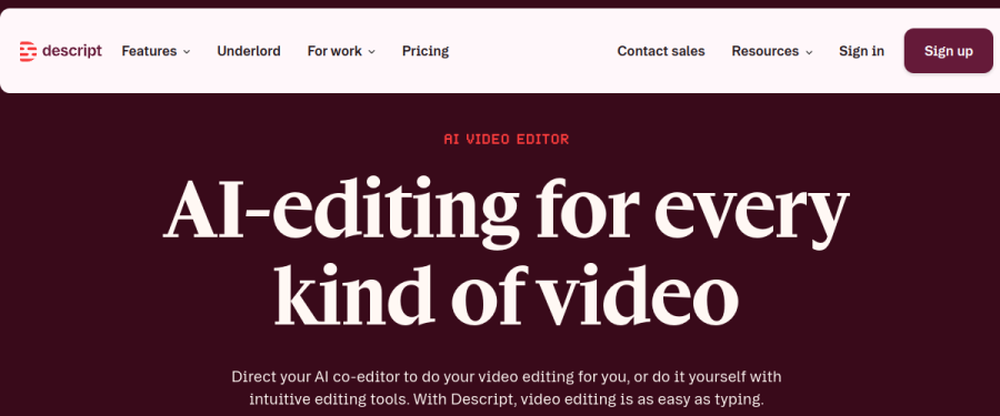 Descript website screenshot