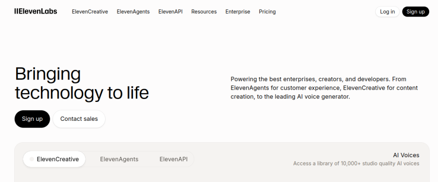 ElevenLabs website screenshot