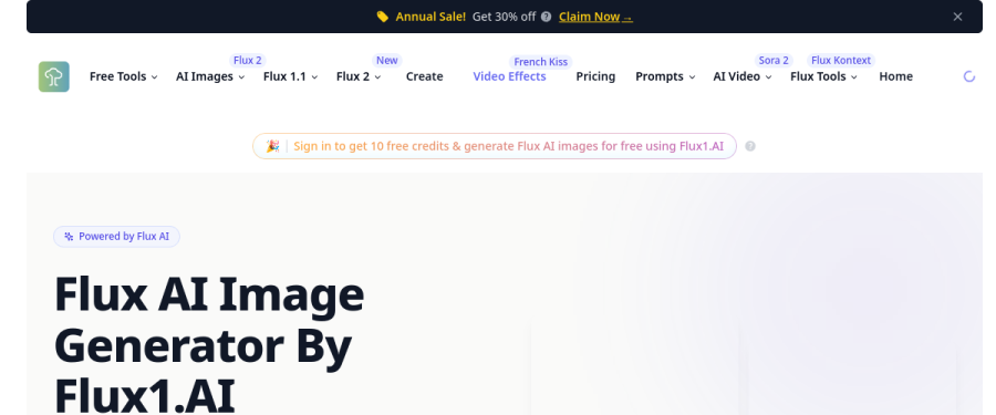 Flux website screenshot