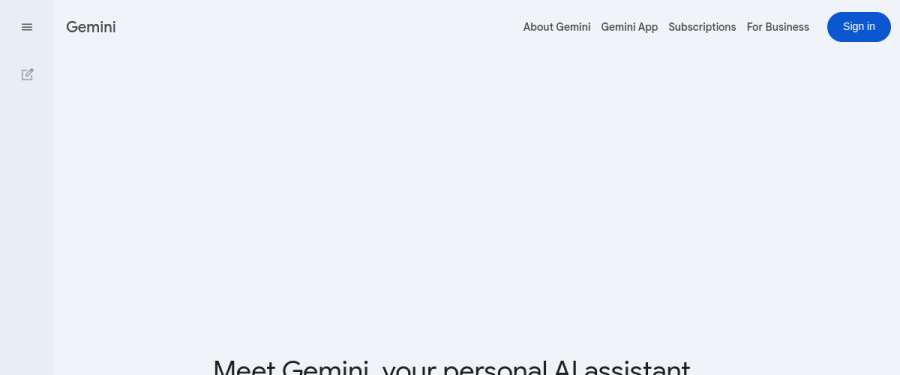 Google Gemini website screenshot