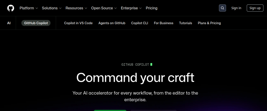 GitHub Copilot website screenshot