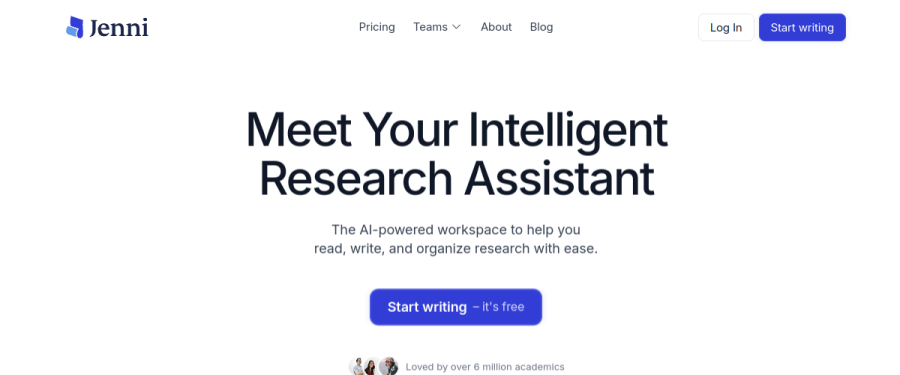 Jenni AI website screenshot