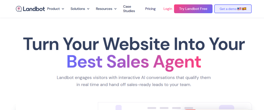 Landbot website screenshot