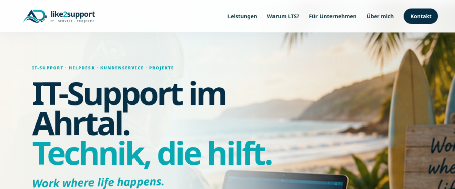 Vorschau der like2support Website