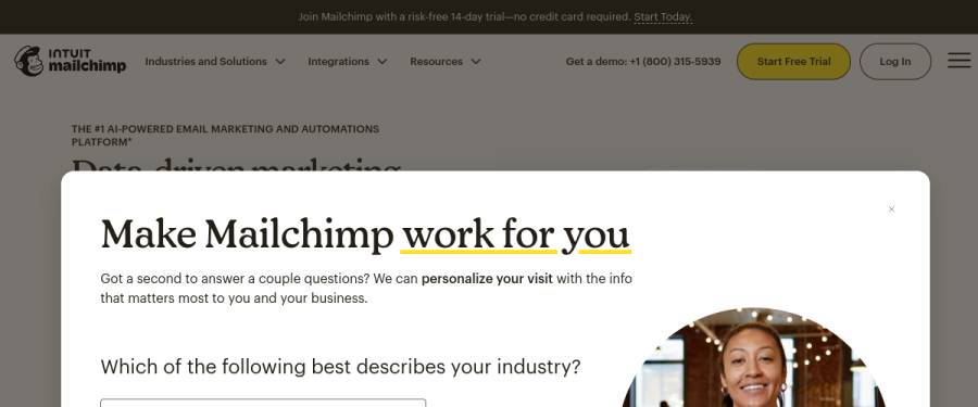 Mailchimp AI website screenshot