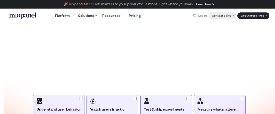 Mixpanel website screenshot
