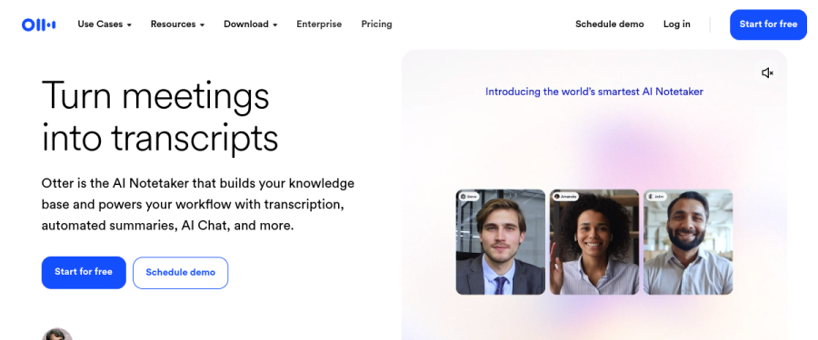 Otter.ai website screenshot