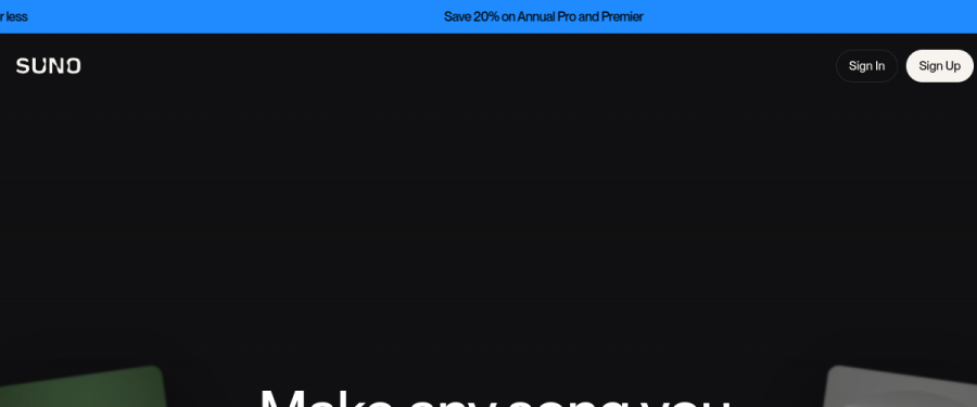 Suno AI website screenshot