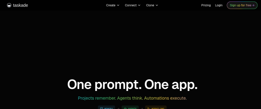 Taskade website screenshot