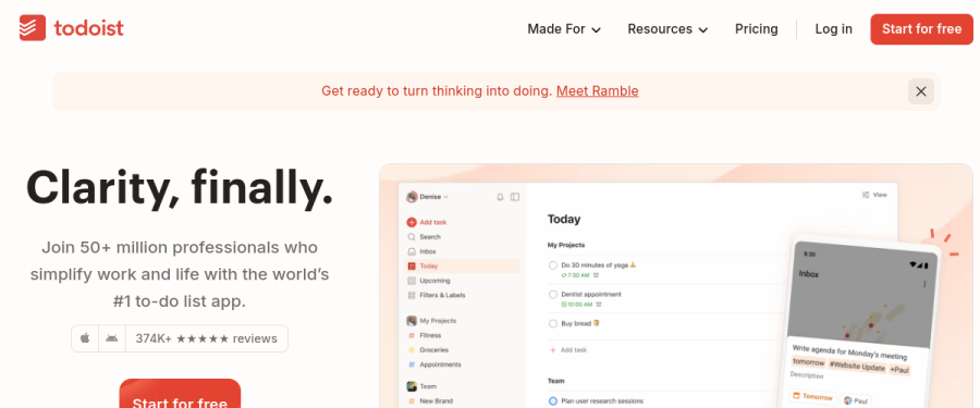 Todoist AI website screenshot