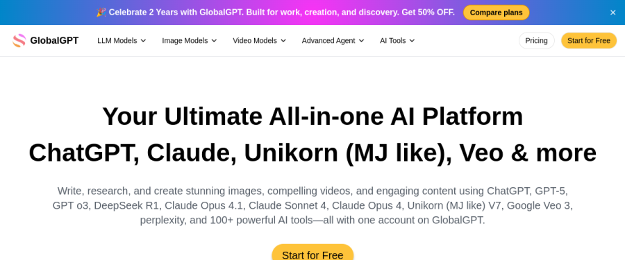 GlobalGPT website screenshot