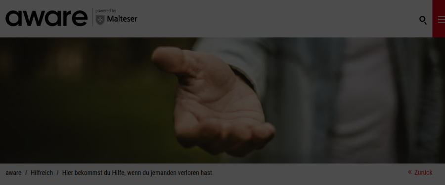 Vorschau der Malteser Website Hilfe bei Verlust