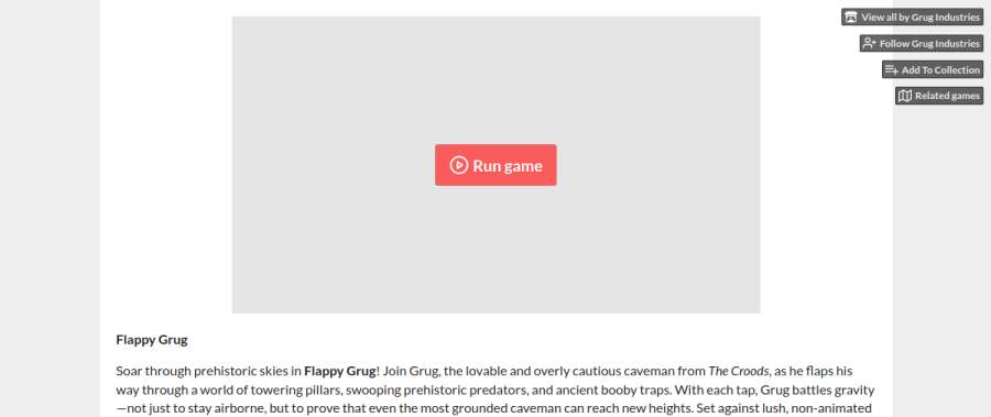 Flappy Grug Web Edition game preview
