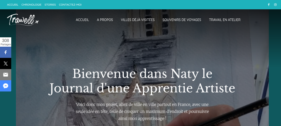Capture du site Naty : Journal d'une apprentie artiste