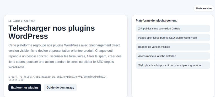 Capture du site Plugins WordPress MaPage